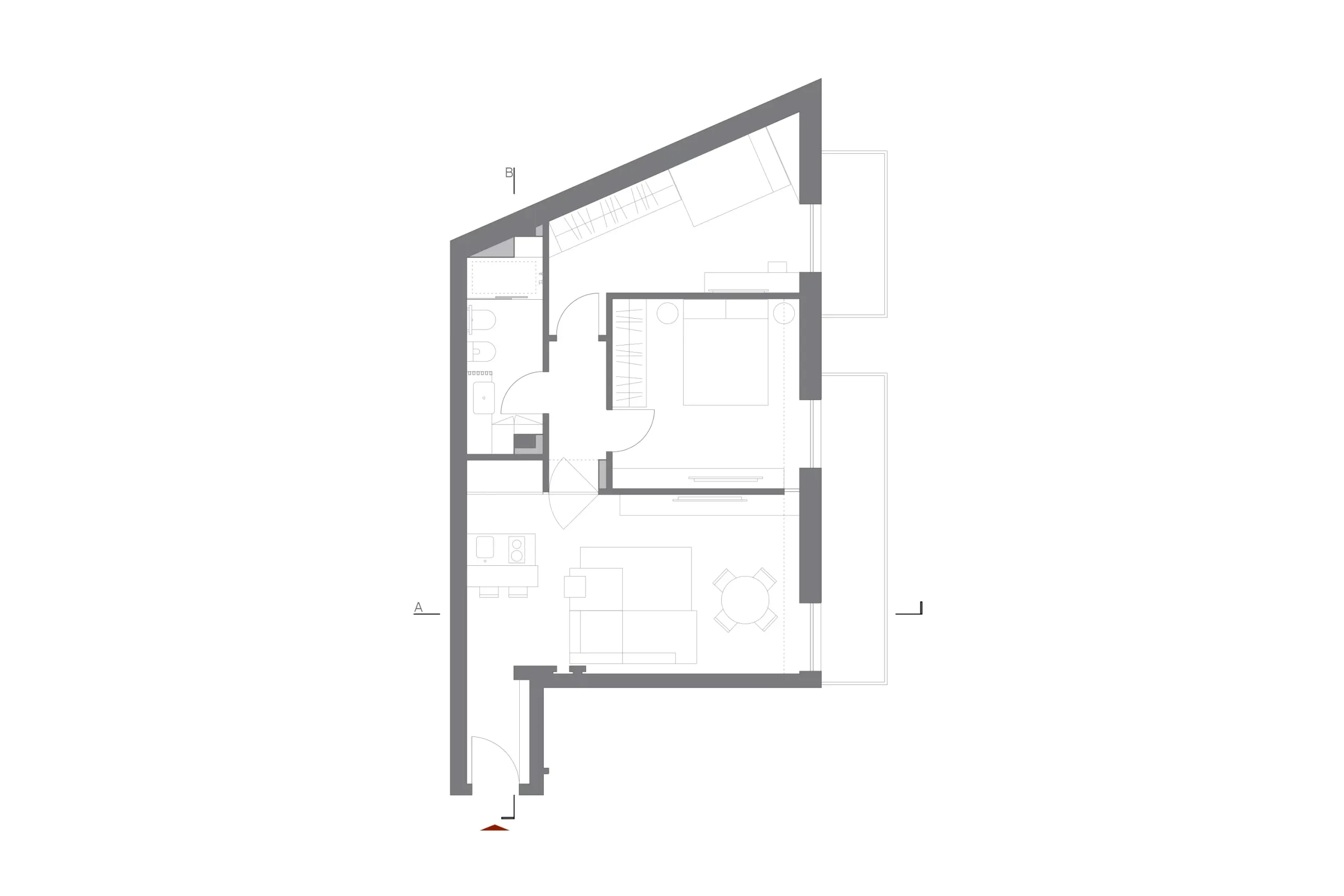 Design apartment in Cagliari — Abba, technical project drawing, designed by Gatti/Piu