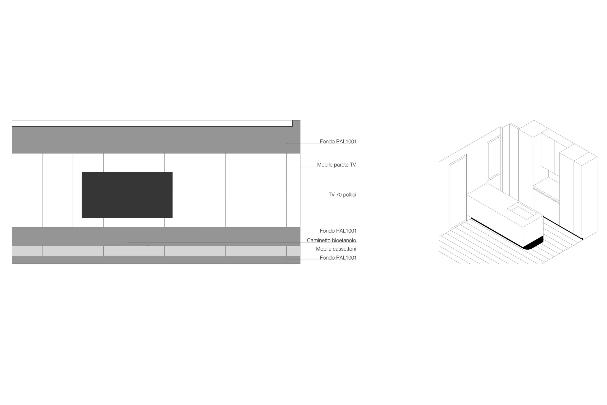 Design apartment in Cagliari — Curie, technical project drawing, designed by Gatti/Piu (photo 2)