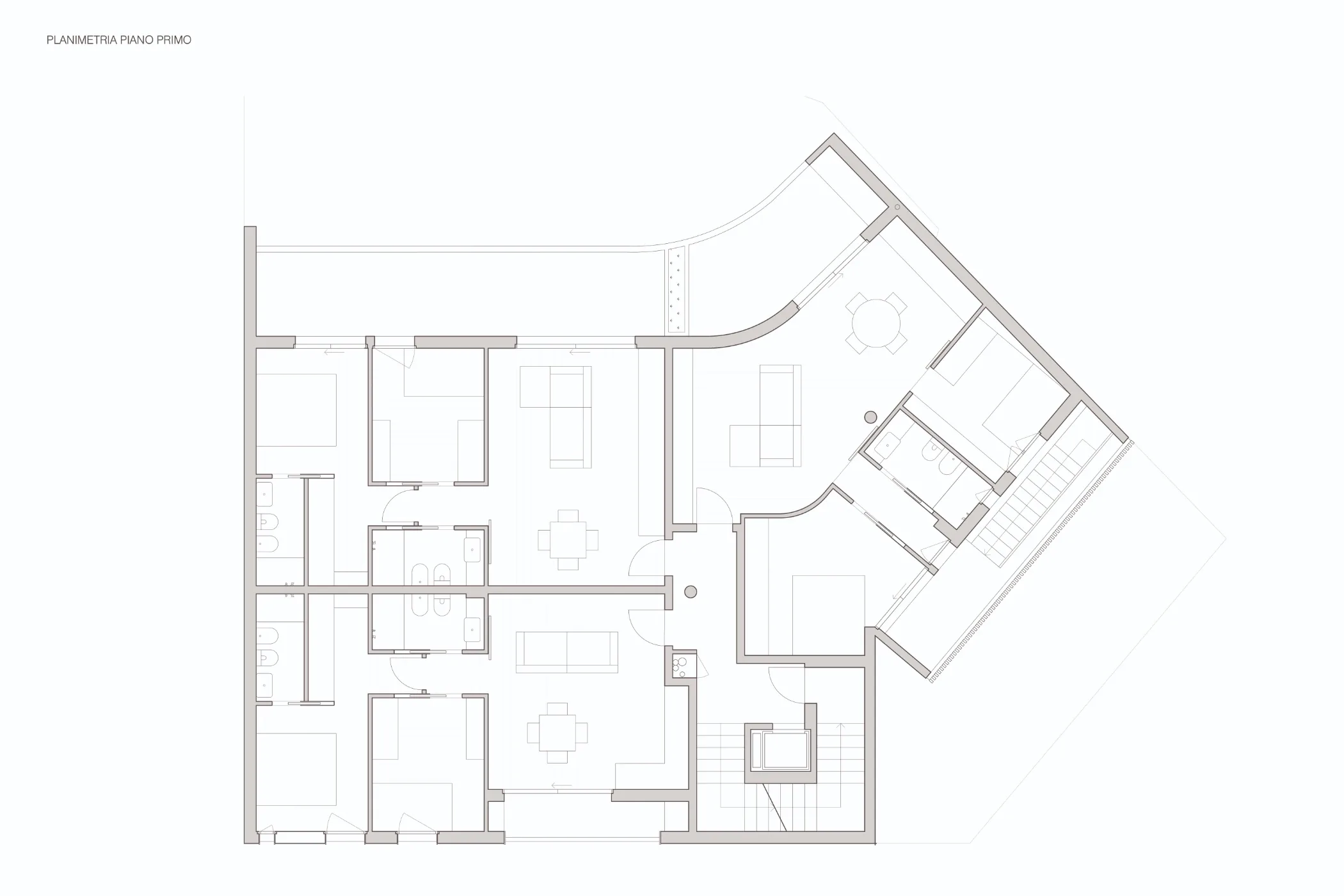 Design apartment in Quartu Sant'Elena — Domino, technical project drawing, designed by Gatti/Piu (photo 2)