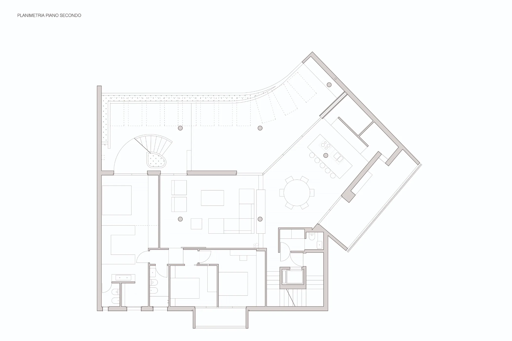 Design apartment in Quartu Sant'Elena — Domino, technical project drawing, designed by Gatti/Piu (photo 3)