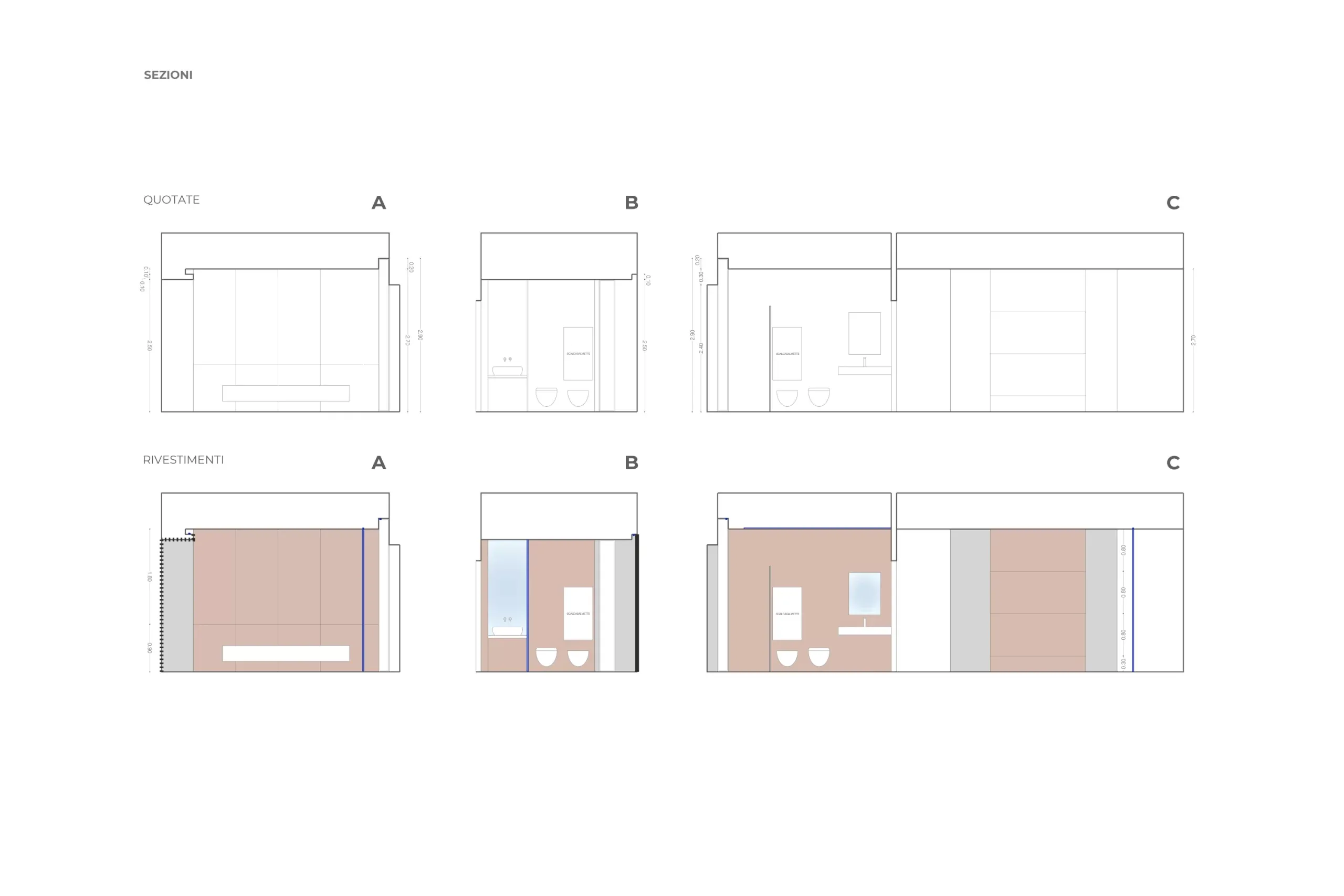 Design apartment in Cagliari — Einaudi, technical project drawing, designed by Gatti/Piu (photo 2)