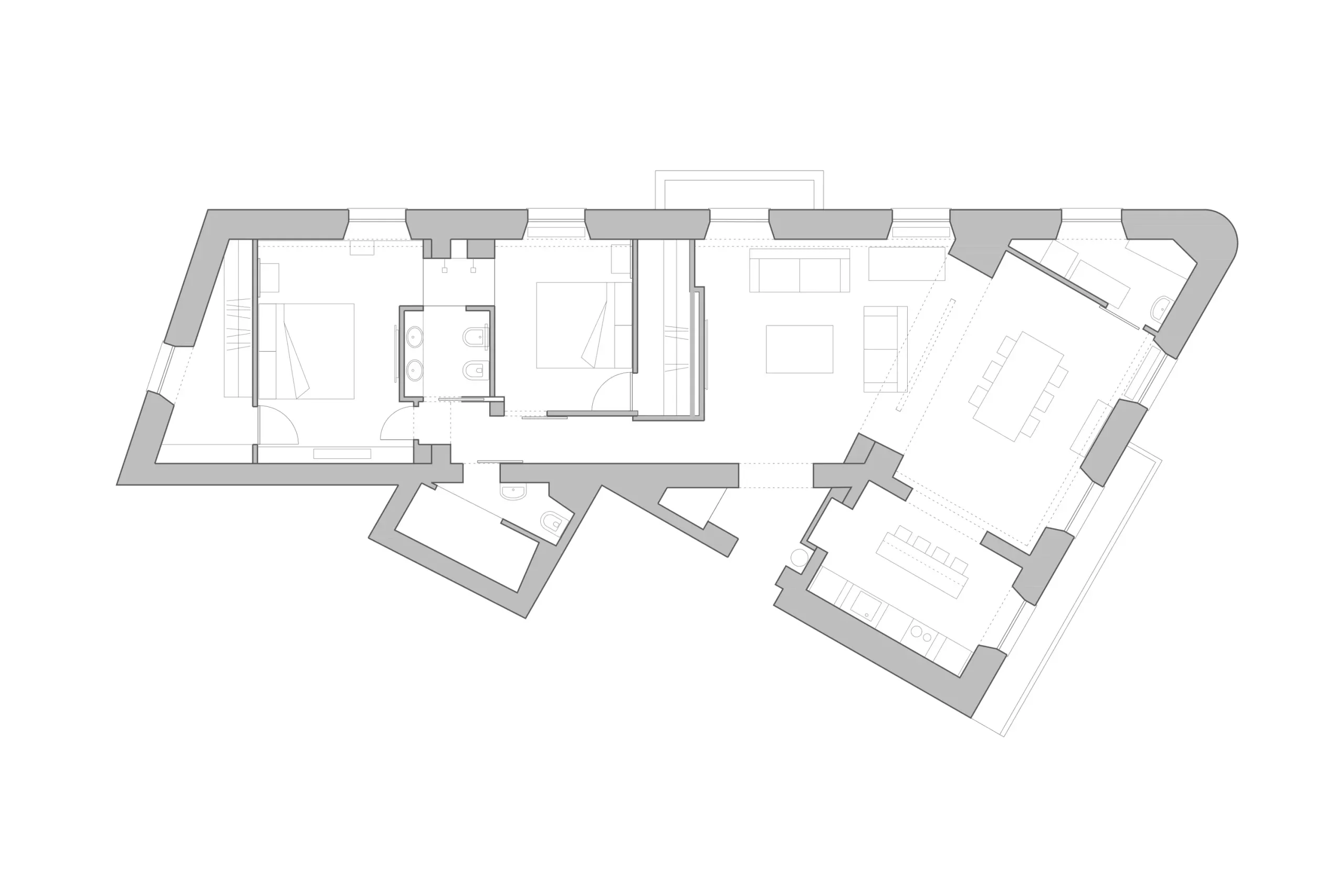 Design apartment in Cagliari — Garibaldi, technical project drawing, designed by Gatti/Piu