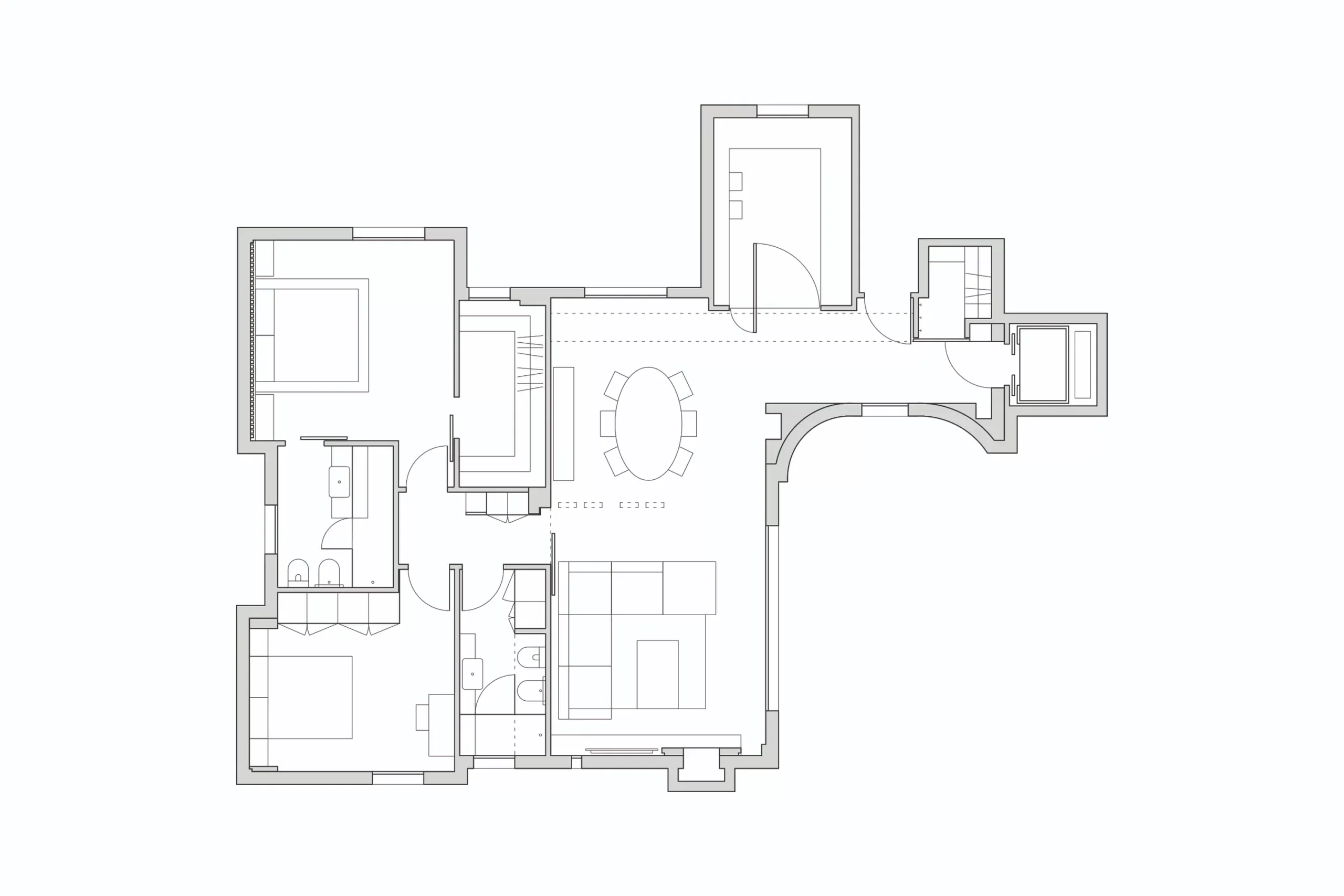 Design apartment in Cagliari — L. C. Penthouse, technical project drawing, designed by Gatti/Piu