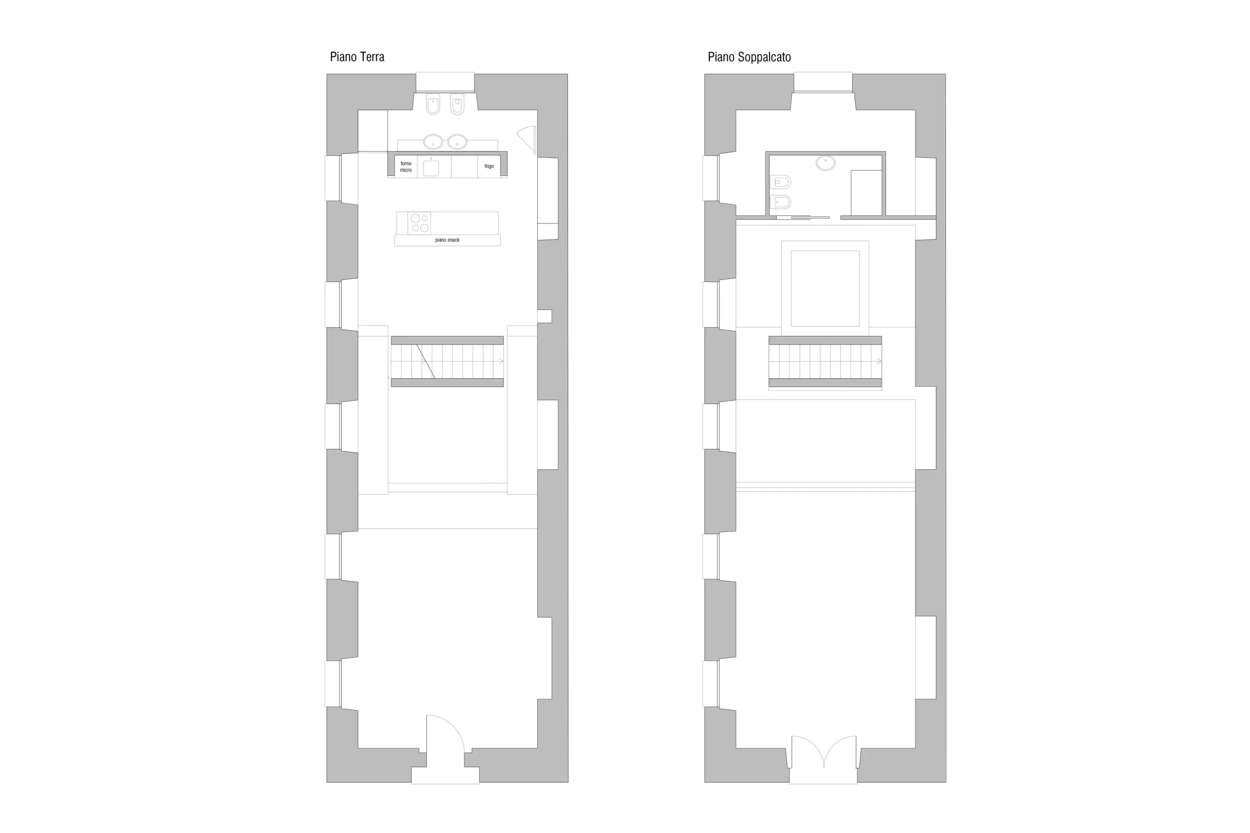 Design apartment in Cagliari — Loft 360, technical project drawing, designed by Gatti/Piu