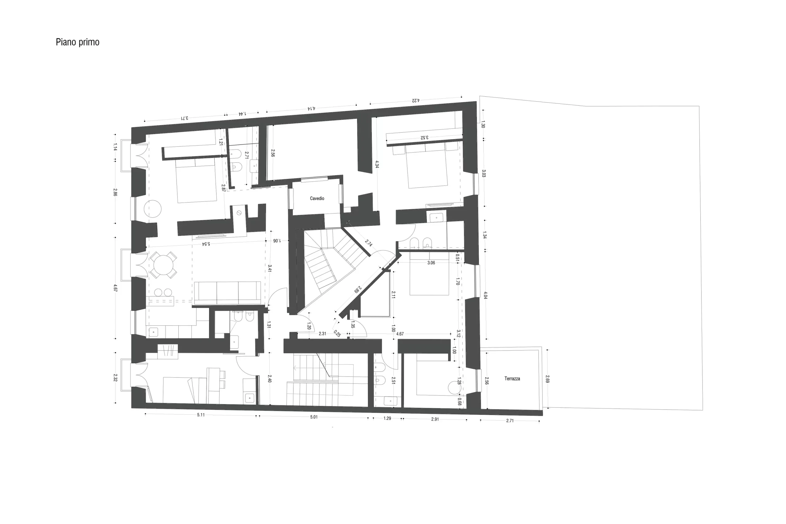 Design apartment in Cagliari — Palazzo Sulis, technical project drawing, designed by Gatti/Piu (photo 3)