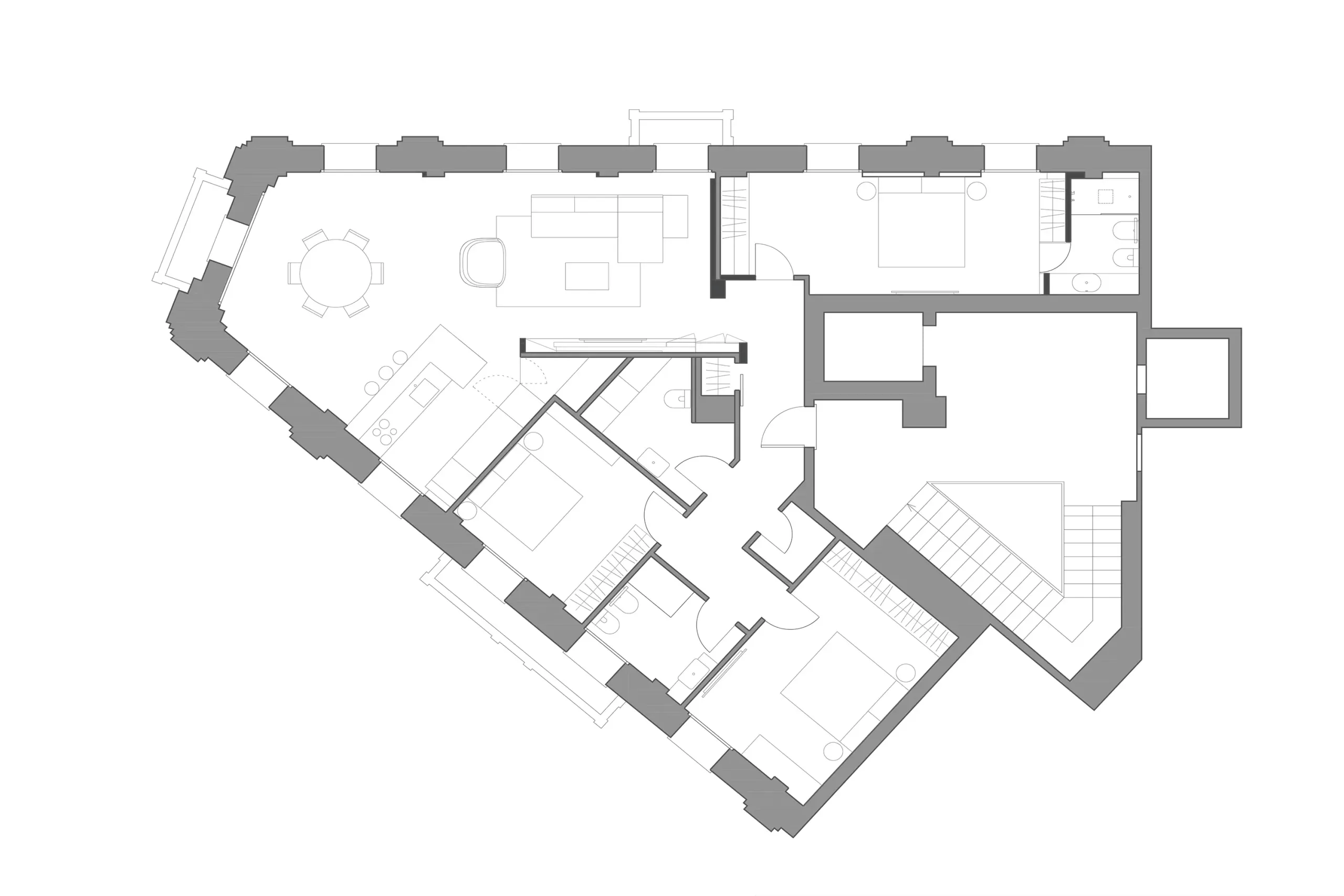 Design apartment in Cagliari — Piu Doglio, technical project drawing, designed by Gatti/Piu