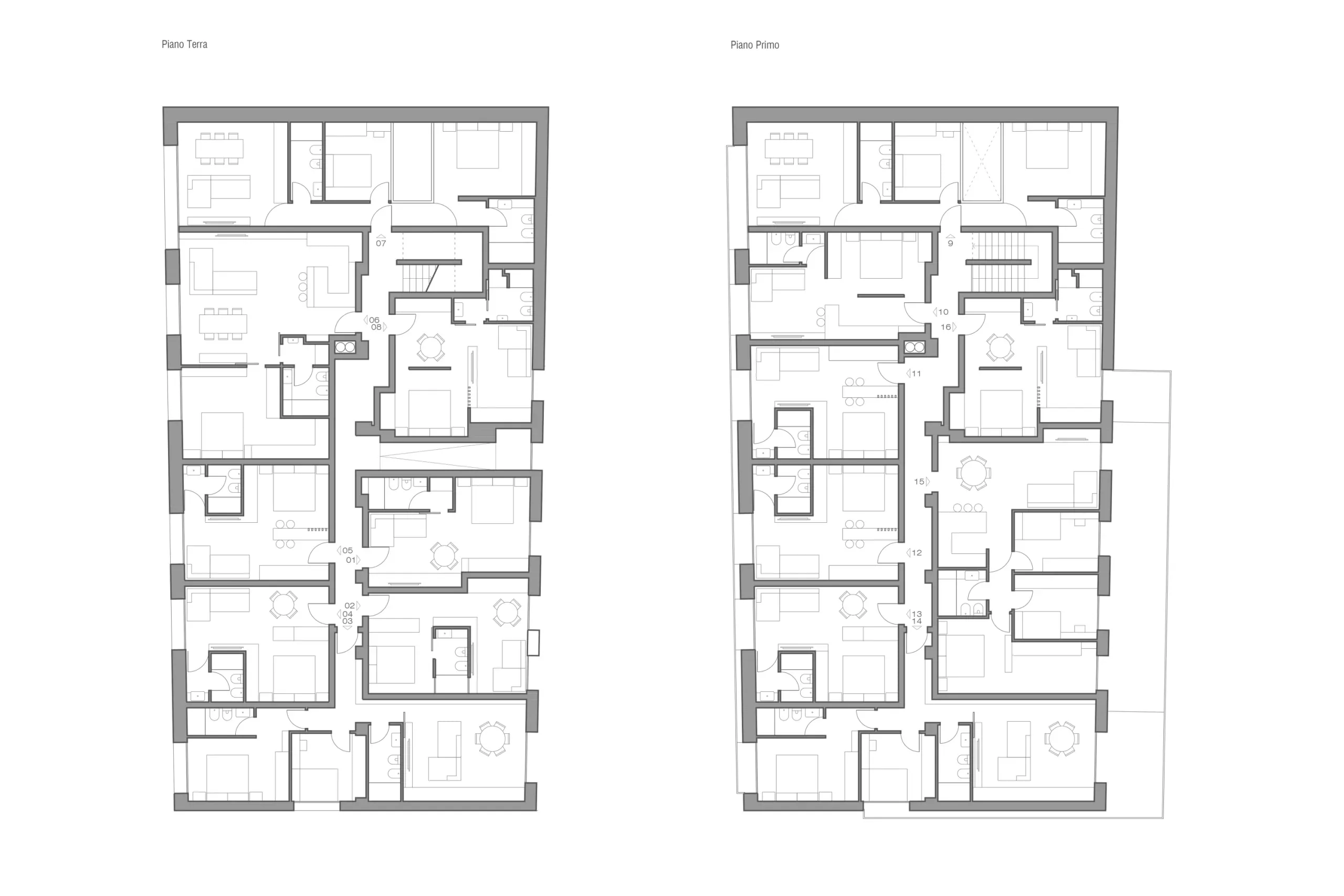 Design apartment in Cagliari — Residenze Alessandro III, technical project drawing, designed by Gatti/Piu