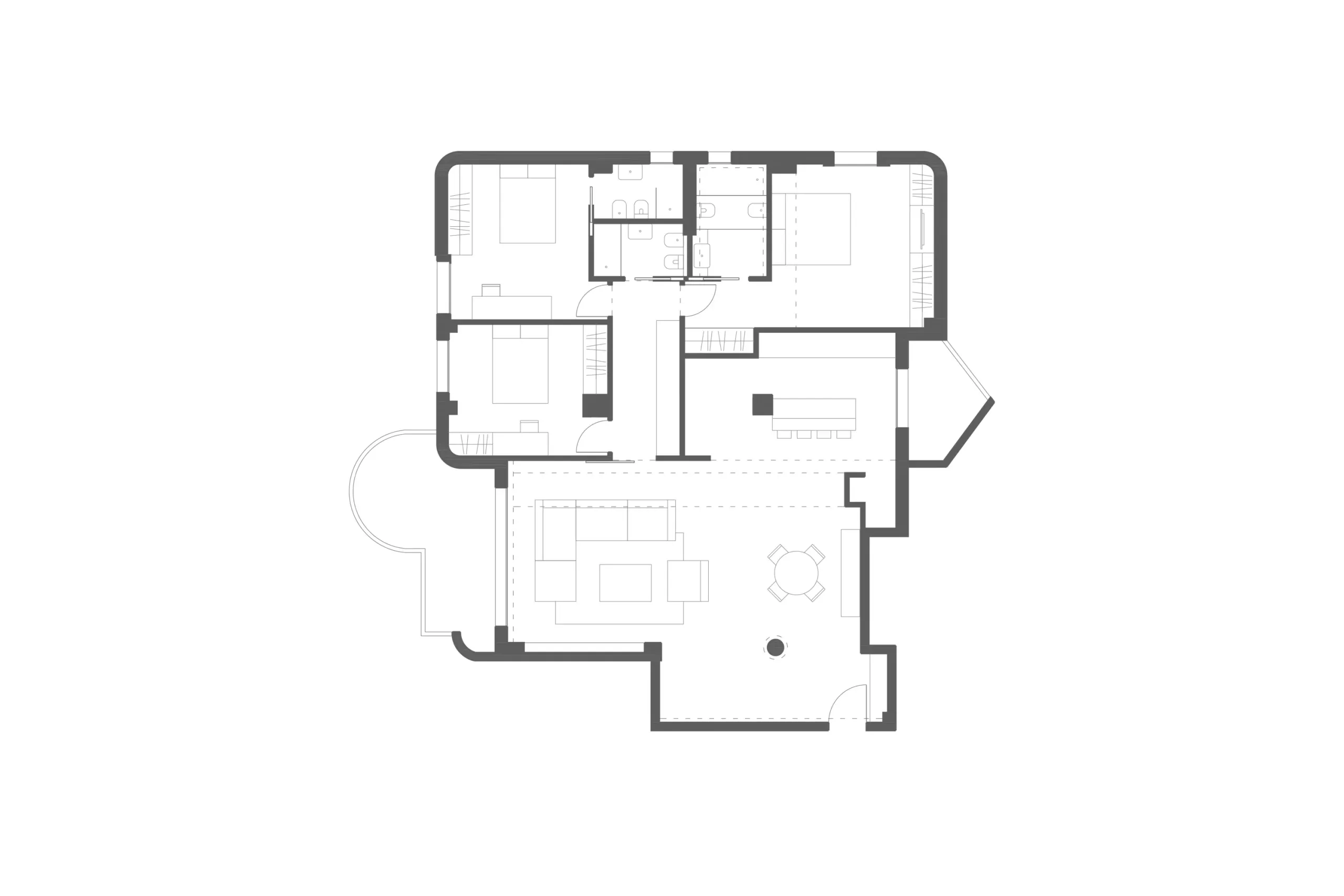 Design apartment in Cagliari — Via Caboni, technical project drawing, designed by Gatti/Piu