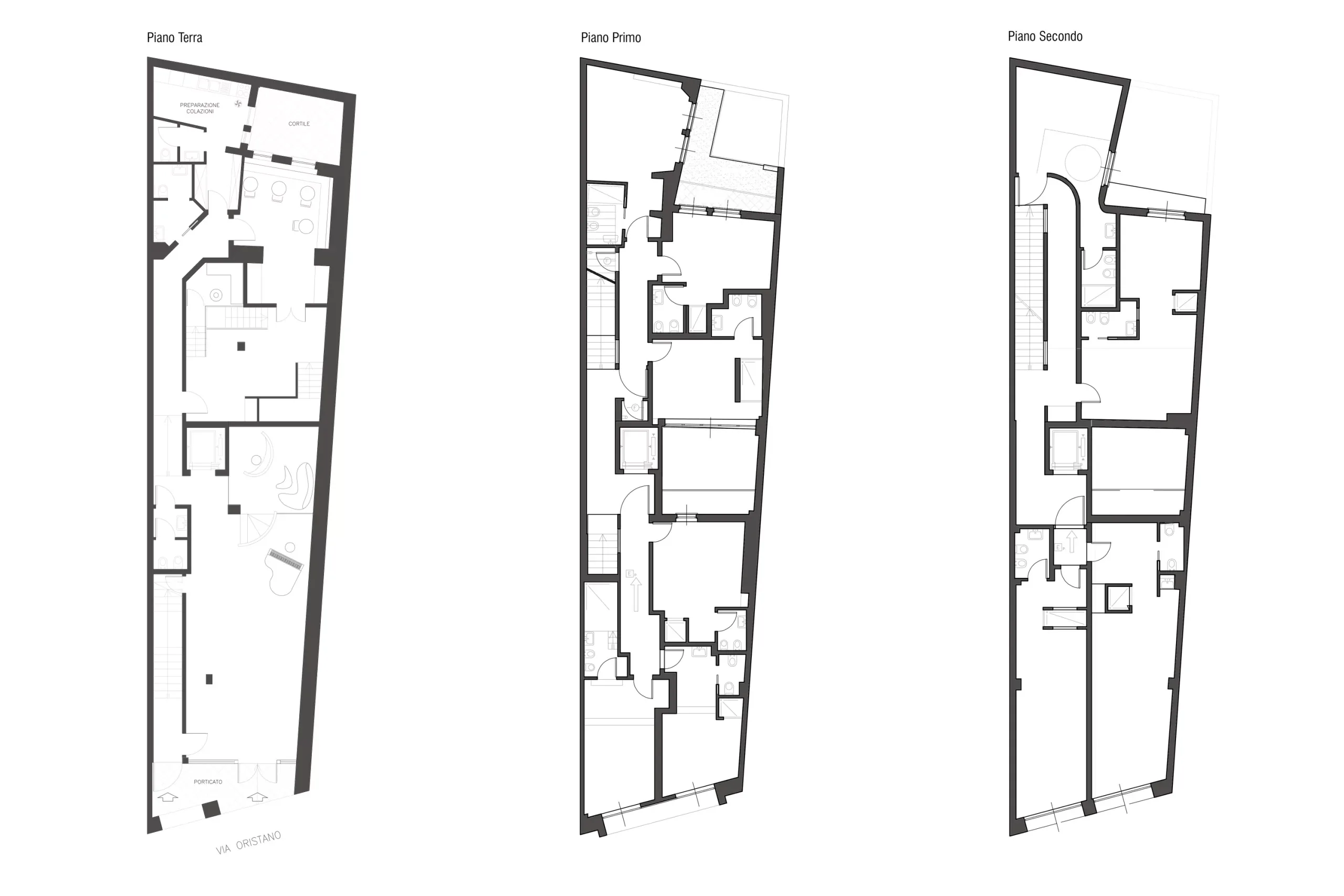 Hospitality project in Cagliari — Neko, technical project drawing, designed by Gatti/Piu