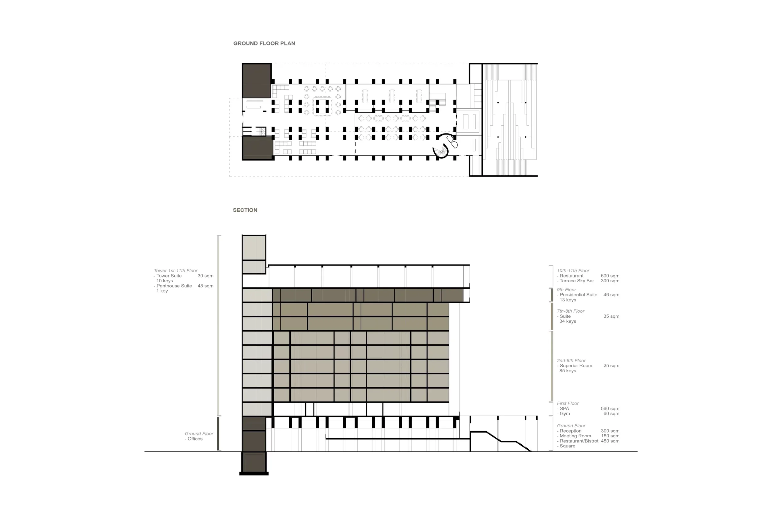 Hospitality project in Cagliari — Silos Hotel, technical project drawing, designed by Gatti/Piu (photo 2)