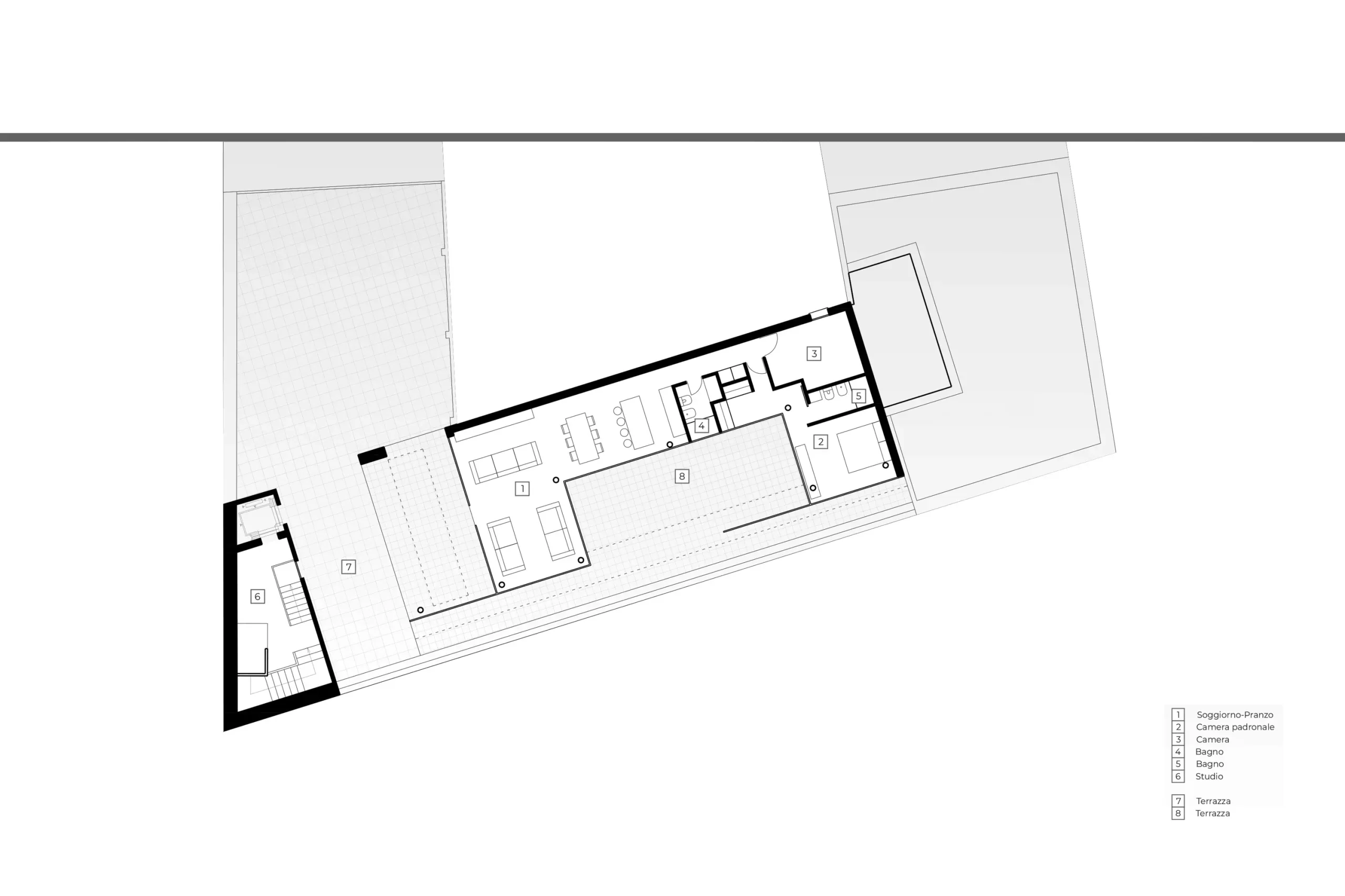 Premium penthouse in Cagliari — Glass Nest, technical project drawing, designed by Gatti/Piu