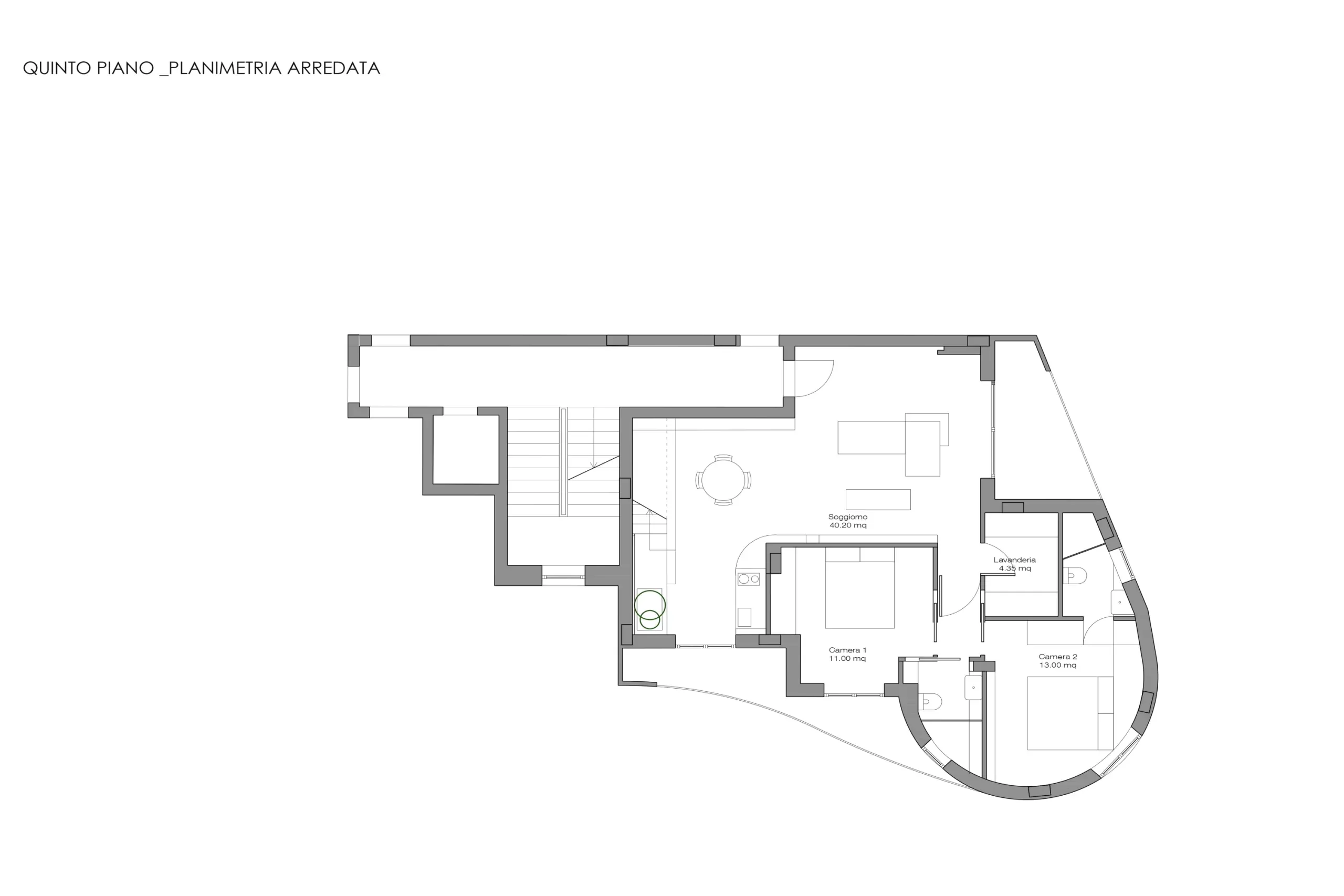 Premium penthouse in Cagliari — Via Della Pineta, technical project drawing, designed by Gatti/Piu