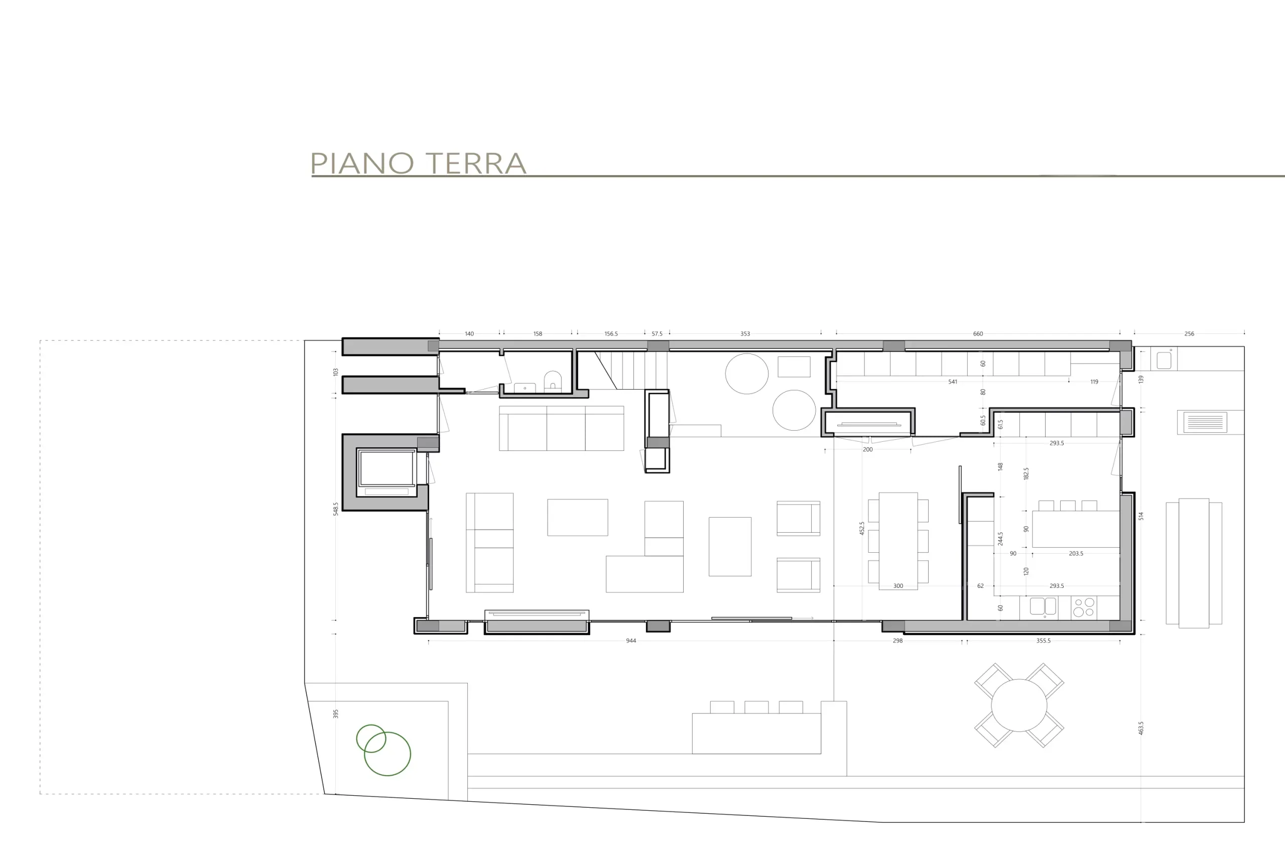 Luxury villa in Cagliari — Isola Falconi, technical project drawing, designed by Gatti/Piu