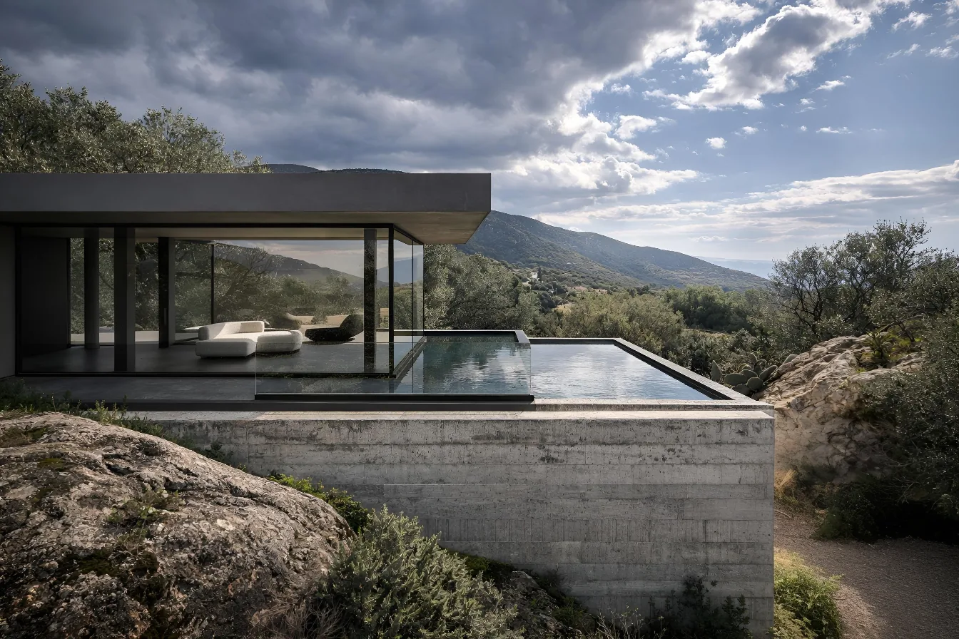 Exterior rendering of Terra Mala XI contemporary villa in Quartu Sant'Elena