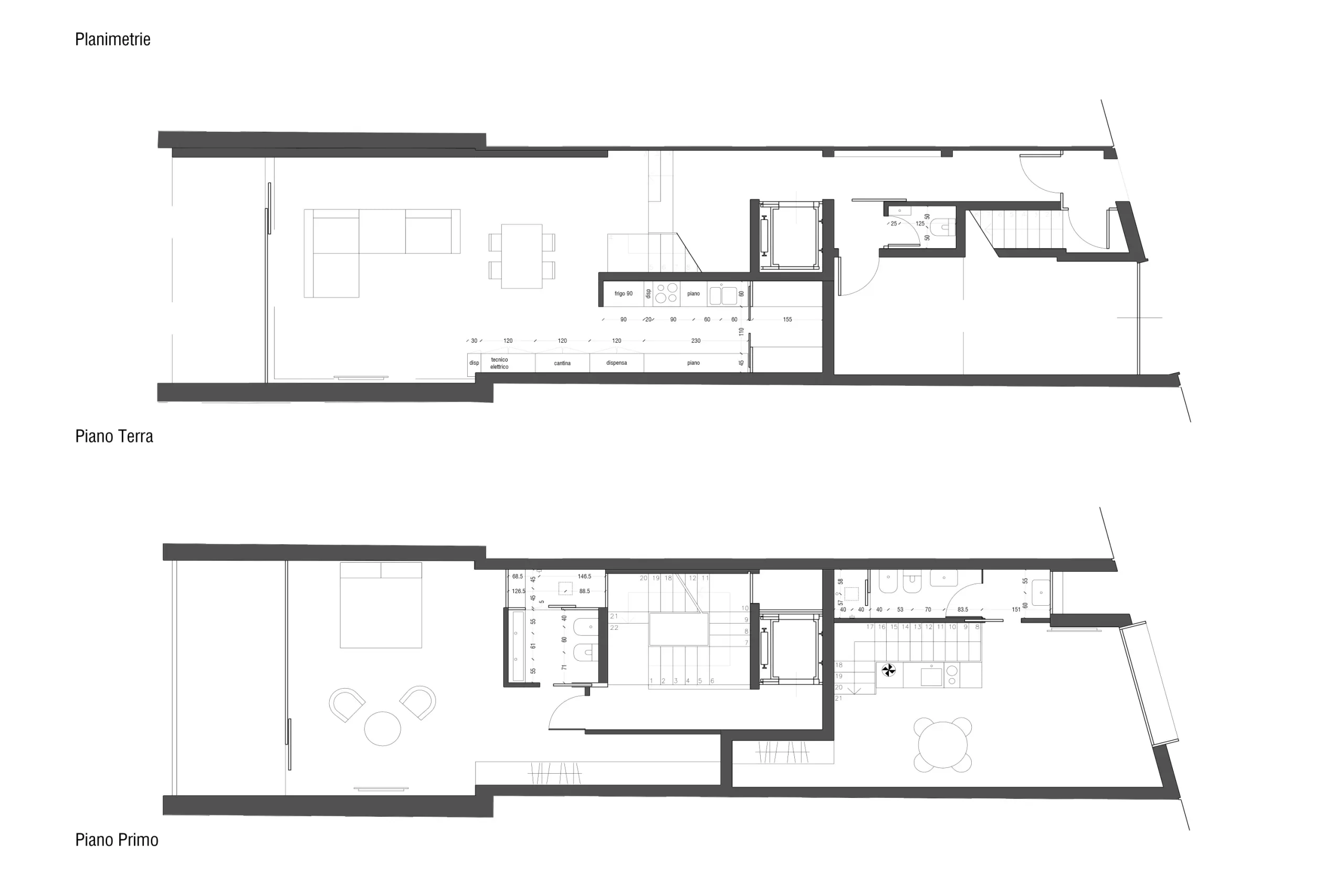 Luxury villa in Cagliari — Villa Satta, technical project drawing, designed by Gatti/Piu