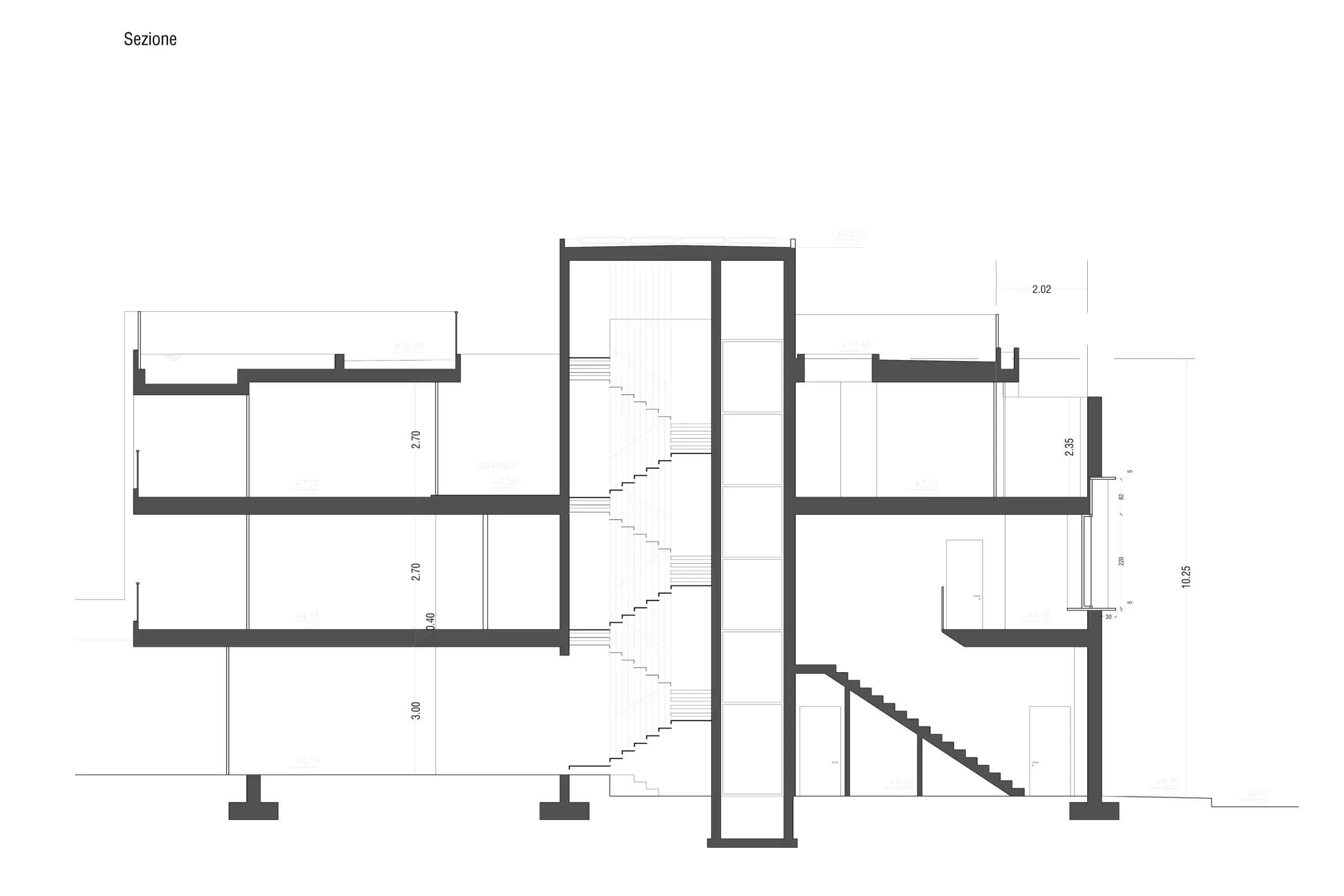 Luxury villa in Cagliari — Villa Satta, technical project drawing, designed by Gatti/Piu (photo 3)