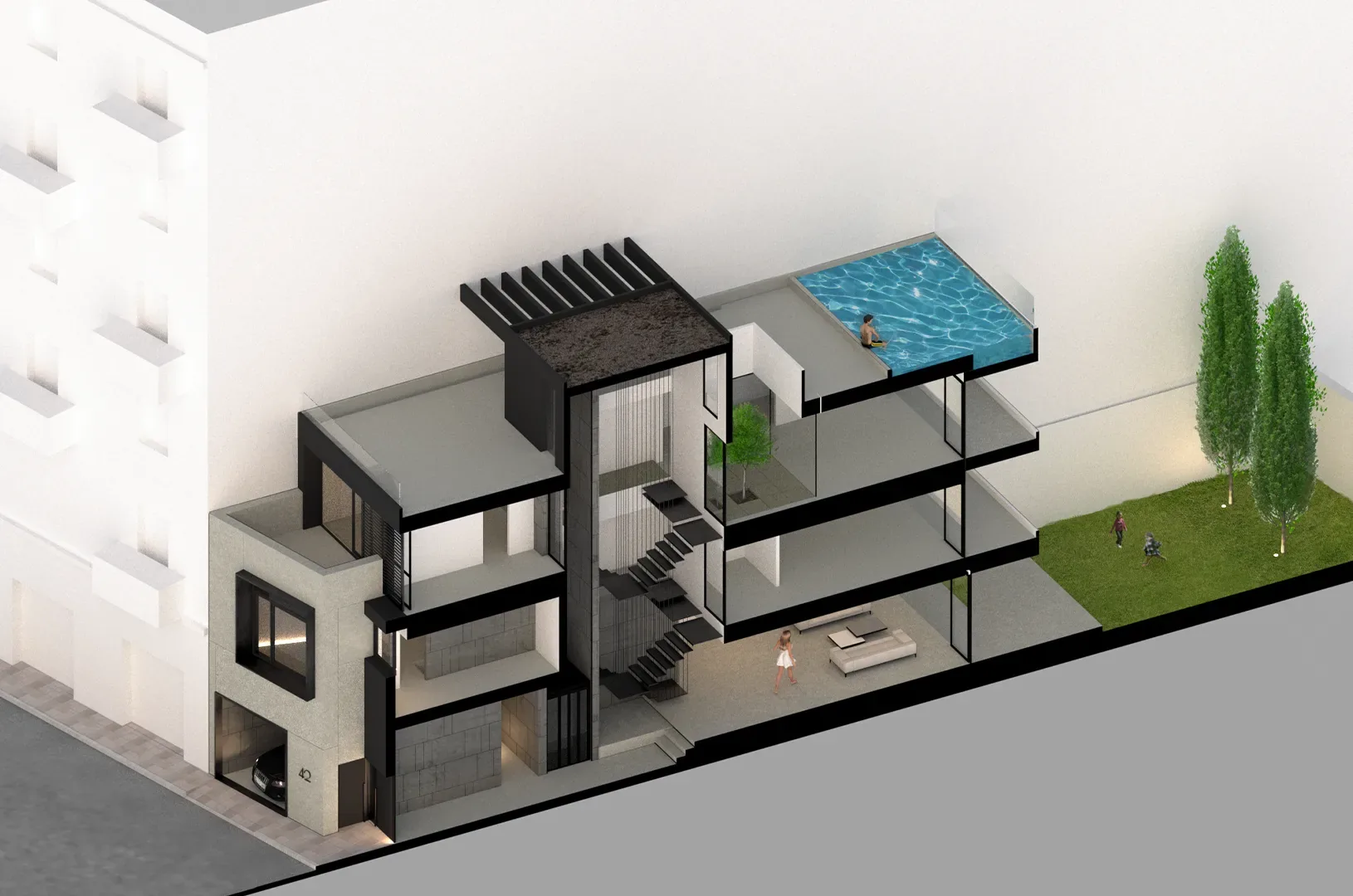 Luxury villa in Cagliari — Villa Satta, technical project drawing, designed by Gatti/Piu (photo 4)