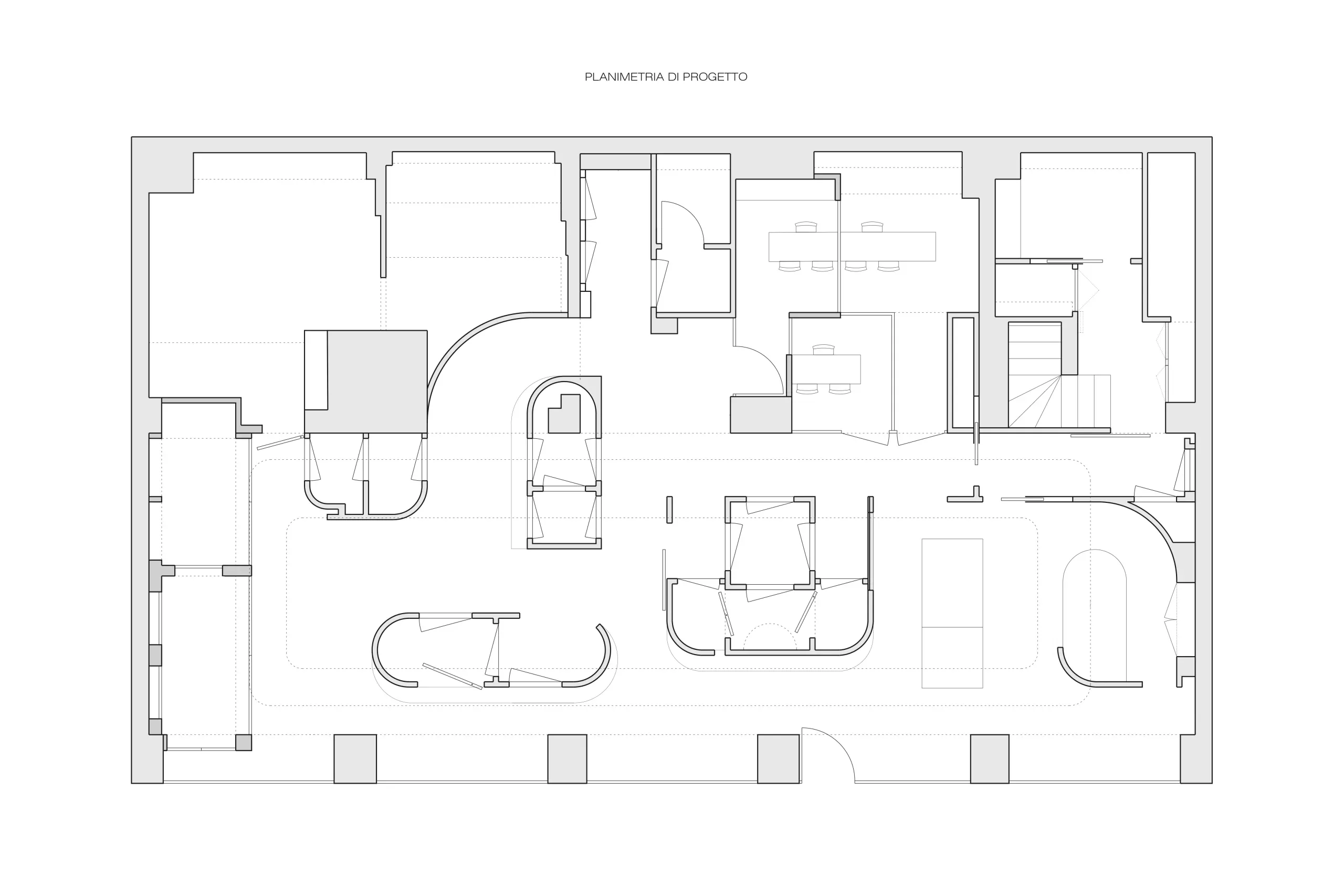 Interior design project in Cagliari — Phi Porte Showroom, technical project drawing, designed by Gatti/Piu