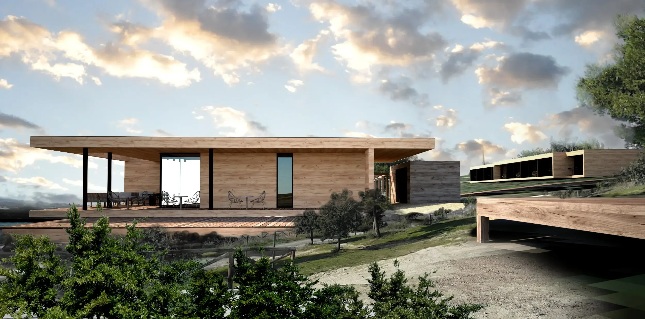 Architecture project in Maracalagonis — Parco Urbano Crabo, exterior overview, designed by Gatti/Piu